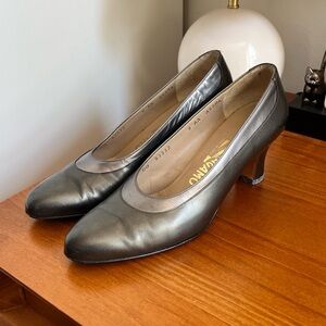Vintage Silver Ferragamo Pumps